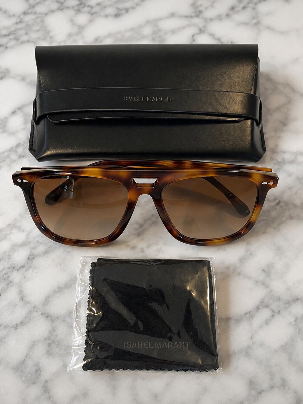 Isabel Marant IM007/S Tortoiseshell Double Bridge Sunglasses 56mm w/ Case